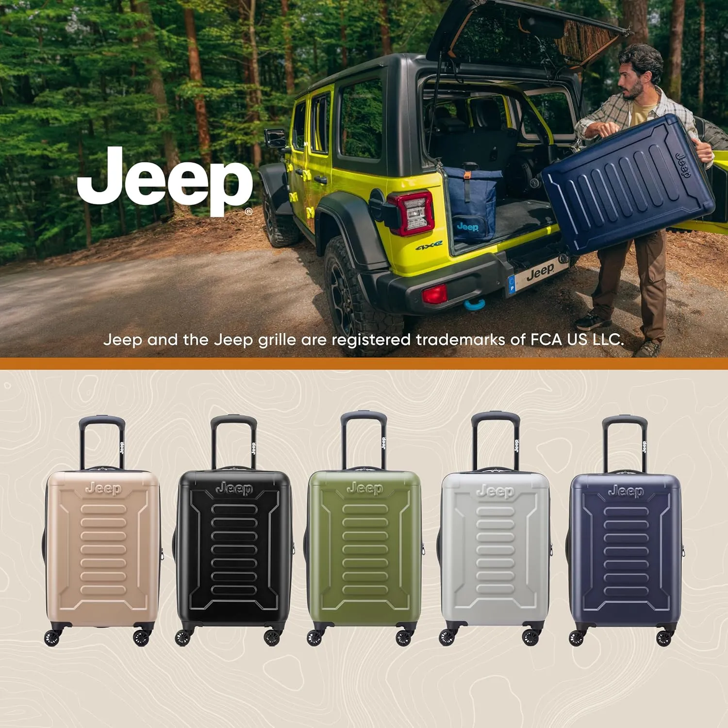 Jeep JH004C Hardside Expandable Luggage with Spinner Wheels, Peacoat Navy, Checked-Large 28 Inch