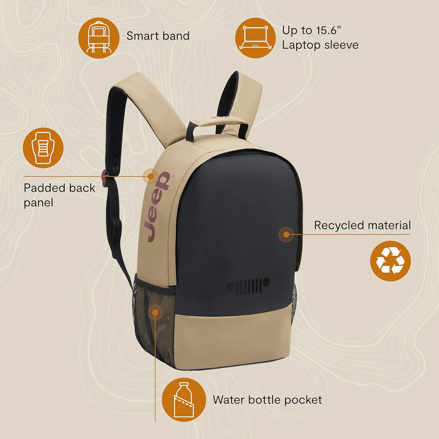 Jeep JS012C Travel Backpack, Navy, 15.6" Laptop