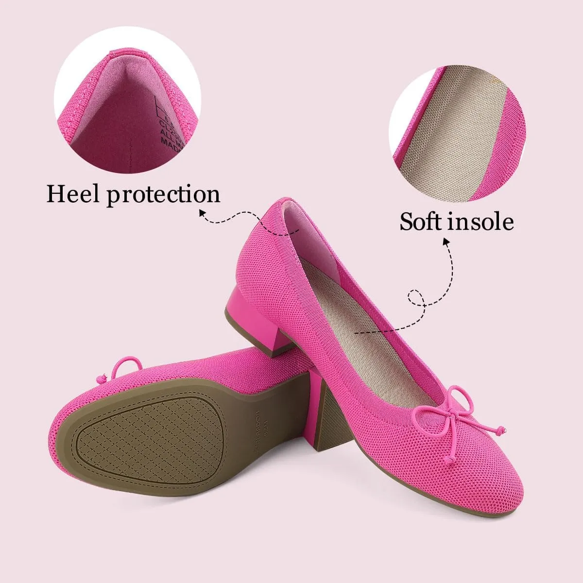 JENN ARDOR Womens Low Block Chunky Pumps Ladies Dress Heels Closed Round Toe Casual Office Shoes for Women Comfortable