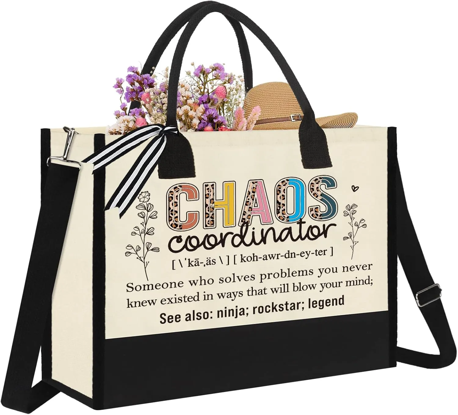Jettryran Thank You Gifts for Women Boss Leader Teacher Coworker Appreciation Gift, Cool Farewell Gift for Coworkers Leaving Chaos Coordinator Gifts Manager Principal Nurse Birthday Canvas Bag