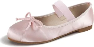 JOEupin Women's Pink Ballet Flats with Bow - Comfortable & Lightweight Shoes | Ballet Flats with Strap | Non-Slip Sole & Cushioned Arch Support Slip-On Shoes for Wedding/Work