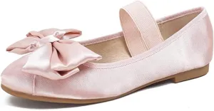 JOEupin Women's Pink Ballet Flats with Bow - Comfortable & Lightweight Shoes | Ballet Flats with Strap | Non-Slip Sole & Cushioned Arch Support Slip-On Shoes for Wedding/Work
