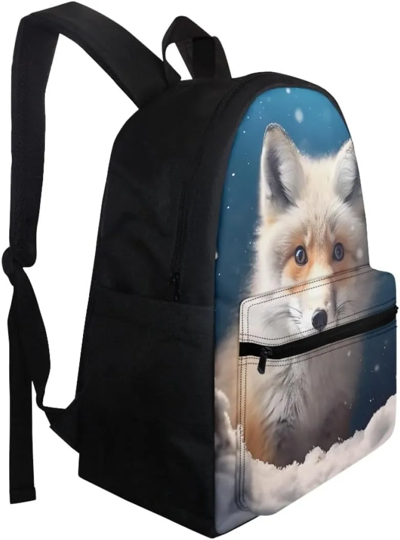 JooMeryer Mens Boys Ice Fire Fox Wolf Backpack Cool Animal Laptop Bookbags Shoulder Bags with Adjustable Shoulder Strap,Cute Ice Fox