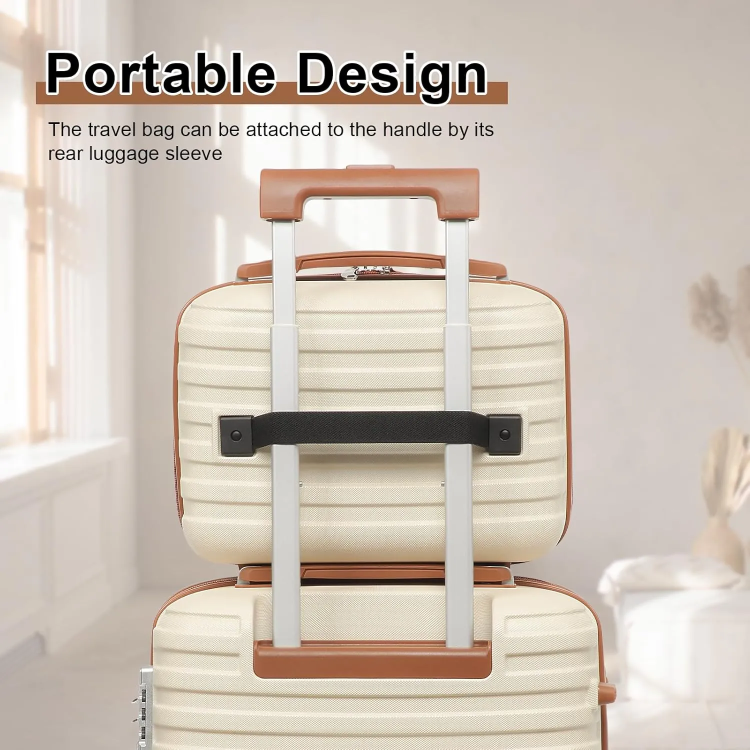 Joyway Luggage Set 3 Piece Suitcase Sets with Spinner Wheel,Hardside Expandable Travel Laggage with TSA Lock (13/20/24/28 White brown