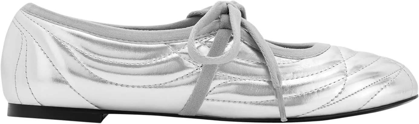 JW PEI Women's Erika Topstitching lace-up Ballet Flats