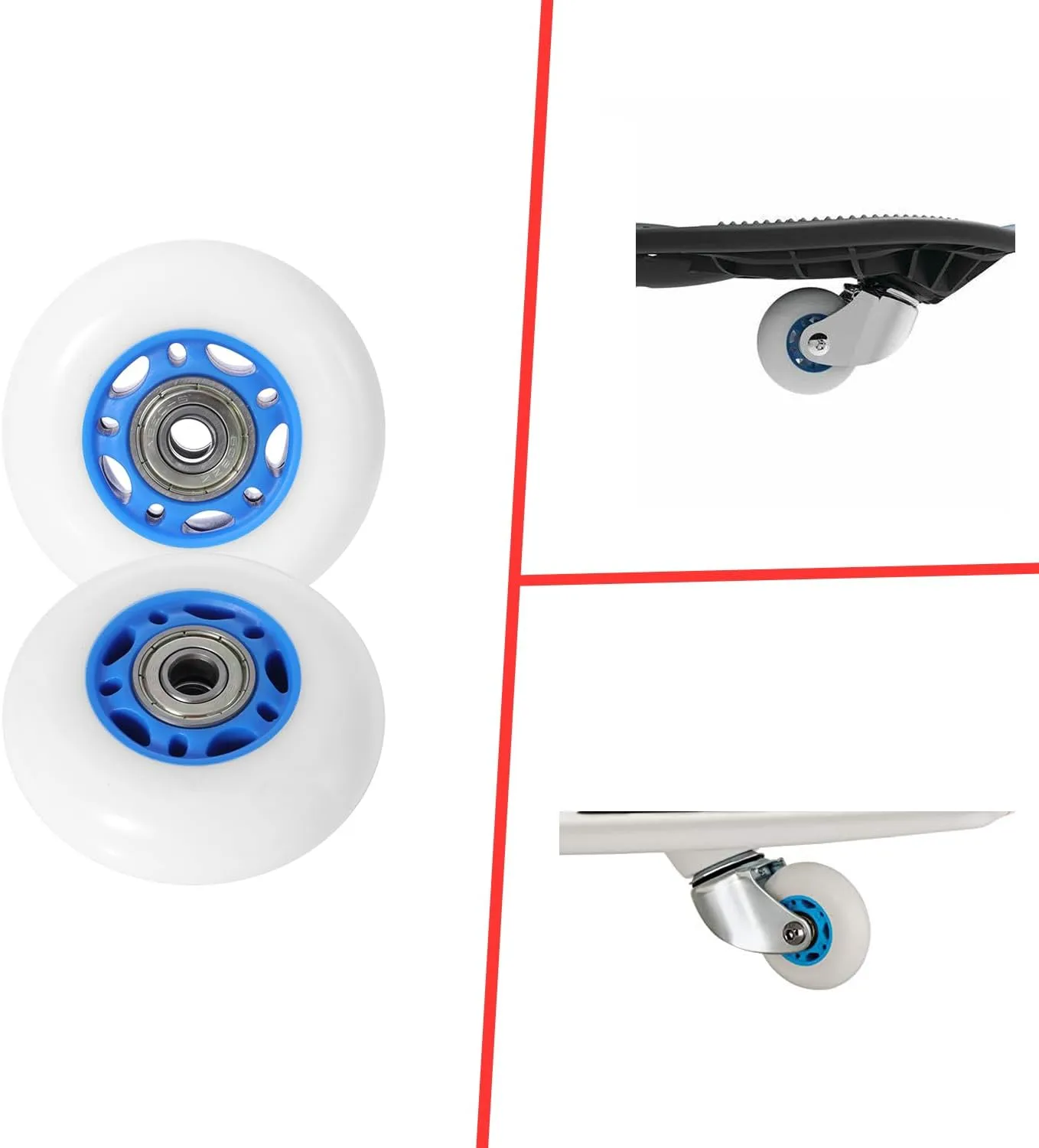 KAMIER Rip Stik 68mm x 24mm Wheels Replacement for Razor RipStik Ripster Ripsurf Caster Board RipRider FlashRider PowerRider 360 Caster Trike Kids Scooter Skateboarded CasterBoard Parts Blue (2 Pack)