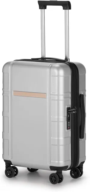 Karl home 20in Carry On Luggage Airline Approved Expandable Lightweight Hard Shell Suitcases with Wheels Built-In TSA Luggage Bag for Business/Travel Sliver