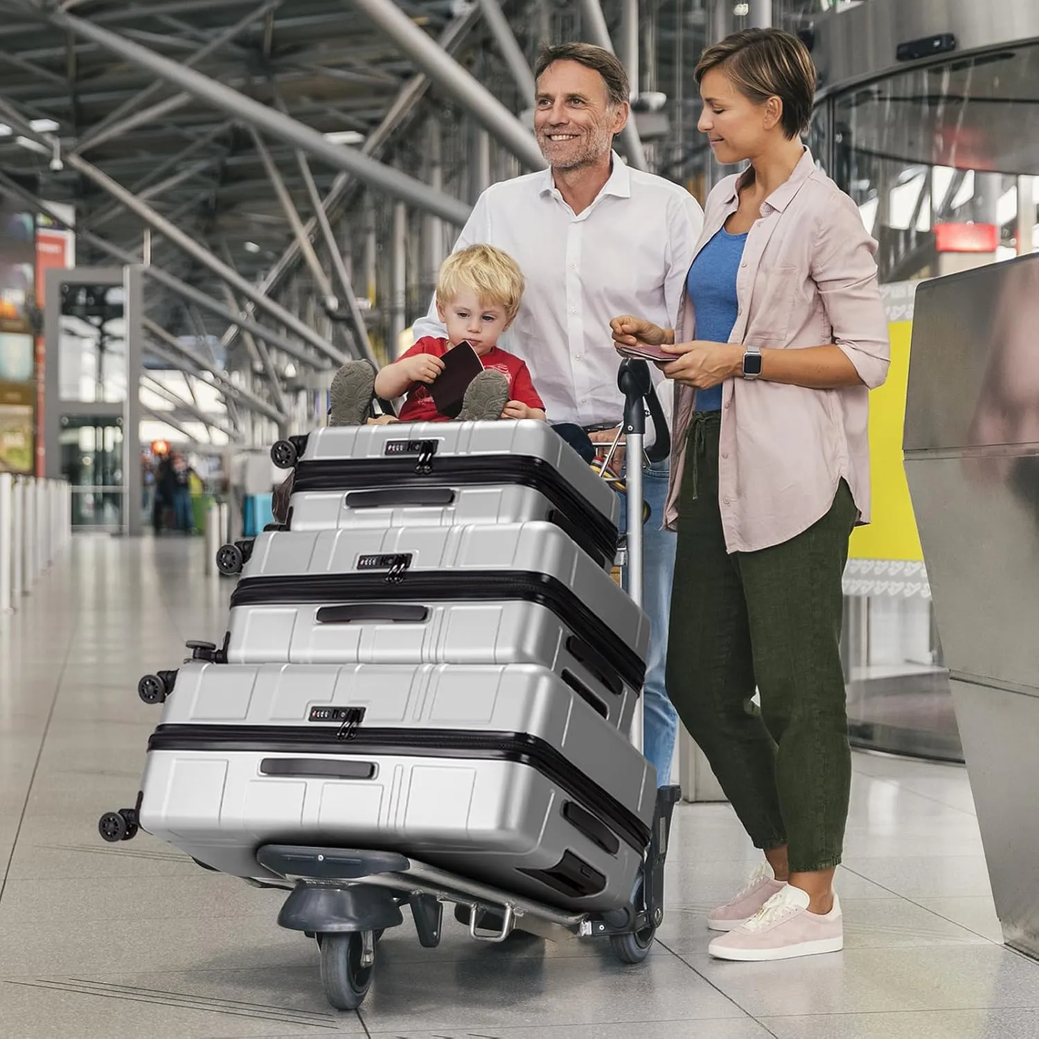 Karl home 20in Carry On Luggage Airline Approved Expandable Lightweight Hard Shell Suitcases with Wheels Built-In TSA Luggage Bag for Business/Travel Sliver