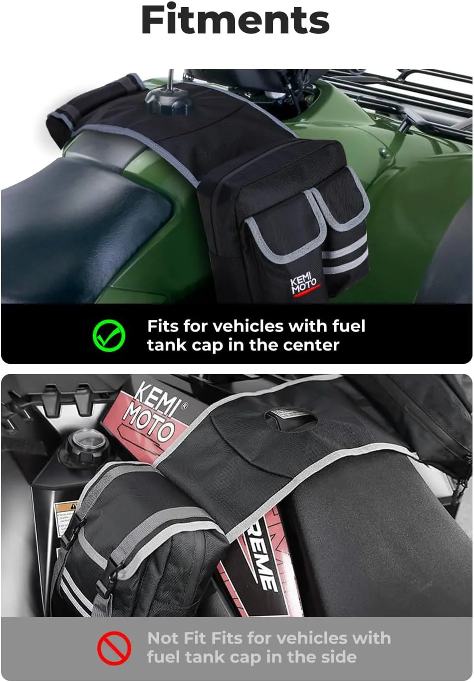 KEMIMOTO ATV Tank Bag Water-resistant Warm Cooler All Terrain Vehicles Accessories Motorcycle Saddle Bag Compatible with Sportsman Scrambler FourTrax Grizzly Snowmobile Bicycle