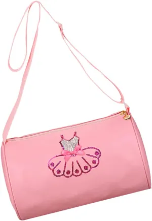 KESYOO Pink PU Ballet Shoulder Bag for Cute Dance Bag with Ballet Skirt Pattern for Dance Class and Stylish Messenger Bag for
