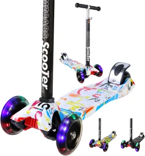 Kick Scooter for Kids, 3 Wheels Toddlers Scooter for 6 Years Old Boys Girls Learn to Steer, Kids Scooter 4 Adjustable Height, Extra-Wide Deck, Flashing Wheel Lights for Children Gifts