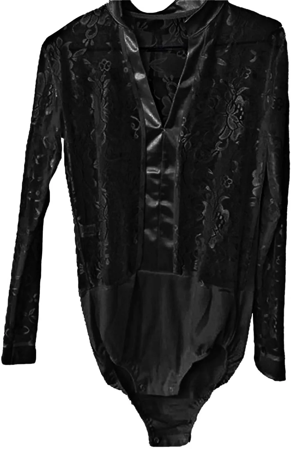 Kids Boys Floral Lace Mesh Latin Modern Dance Shirt Tops Leotard Ballroom Dancewear V-Neck Bodysuit See-Through