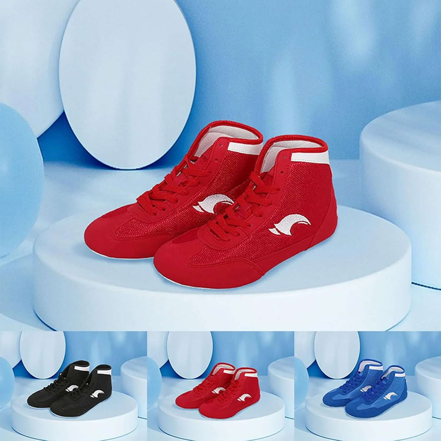 Kids School Wrestling Shoes Boys Girls Boxing Shoes Fitness Sneakers High Top Wrestling Training Shoes Boots Anti Slip