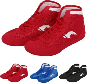 Kids School Wrestling Shoes Boys Girls Boxing Shoes Fitness Sneakers High Top Wrestling Training Shoes Boots Anti Slip