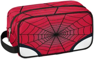 Kids Travel Toiletry Bag, Red Spider Web Waterproof Hanging Dopp Kit for Teens Boys, Cool Switch Carrying Case Compatible with Nintendo Switch and New Switch OLED Console
