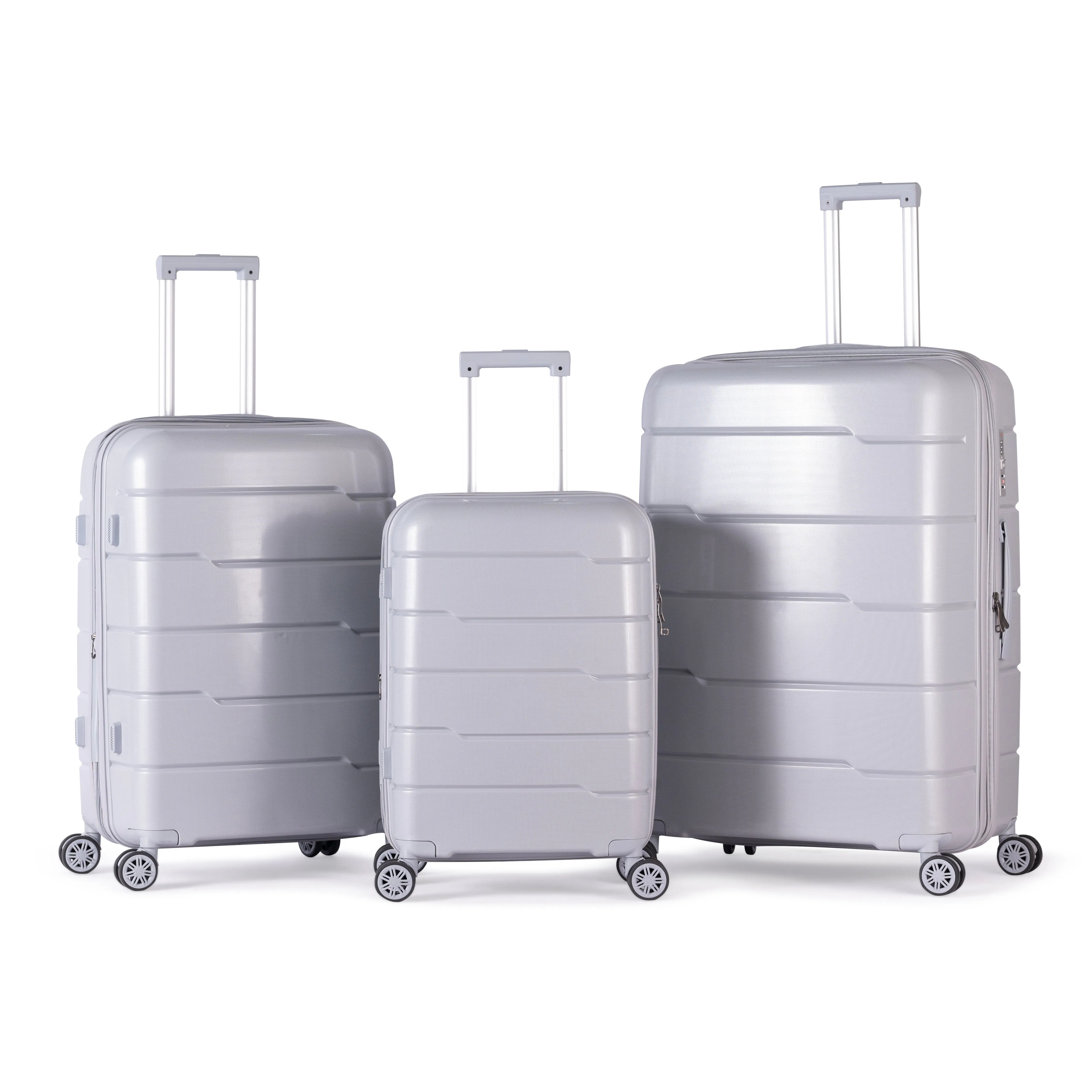 KILIMANJARO - Complete Luggage Set 3 Piece -UNBREAKABLE PP(Silver)