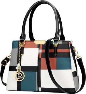 KKXIU 3 Zippered Compartments Purses and Handbags for Women Top Handle Satchel Shoulder Ladies Bags