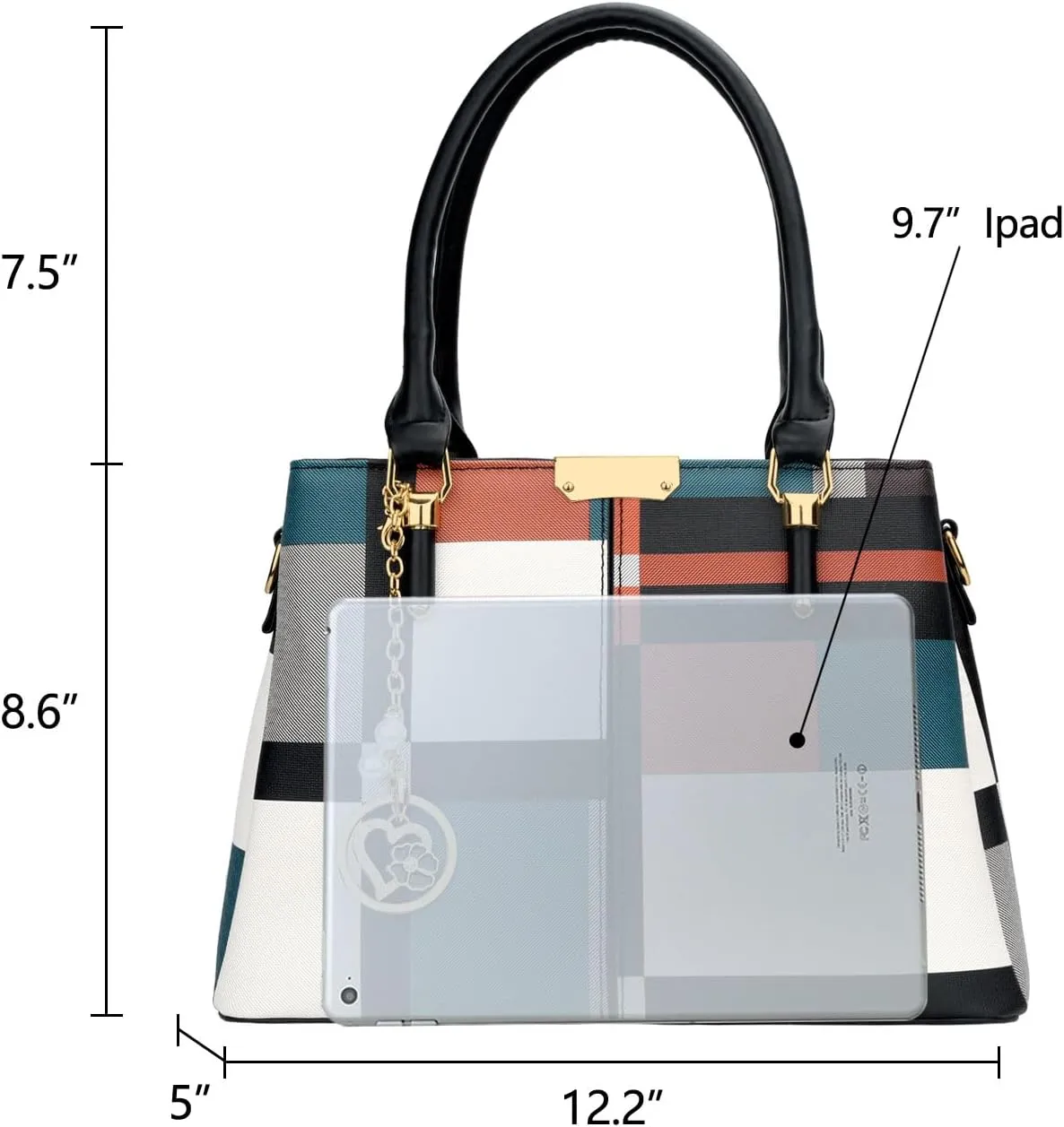 KKXIU 3 Zippered Compartments Purses and Handbags for Women Top Handle Satchel Shoulder Ladies Bags
