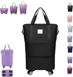Klarson Expandable Bag with Wheels, Klarson Travel Bag, Scratch Expandable Travel Duffle Bag, with Dry and Wet Separation (Black)
