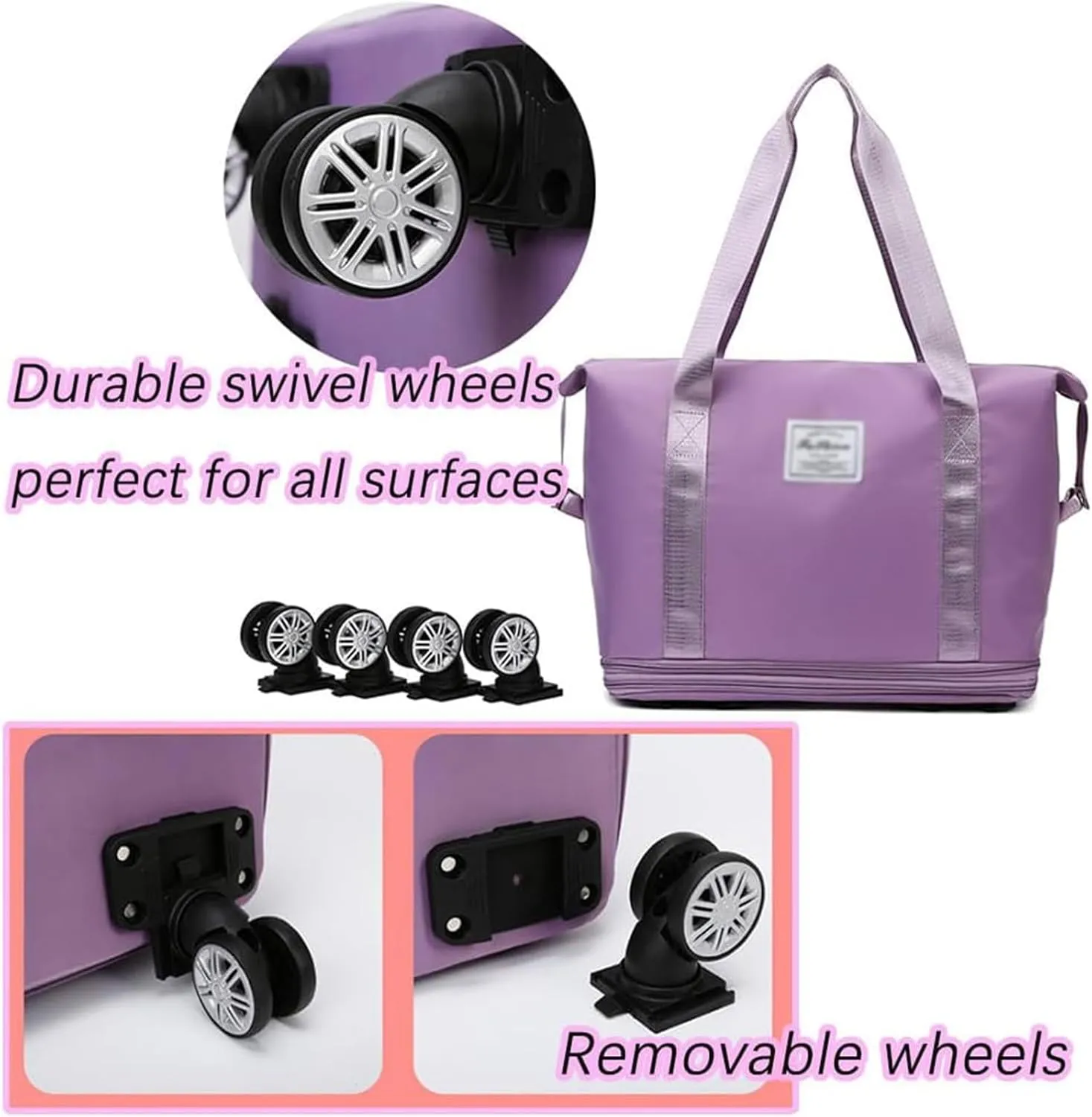Klarson Expandable Bag with Wheels, Klarson Travel Bag, Scratch Expandable Travel Duffle Bag, with Dry and Wet Separation (Black)