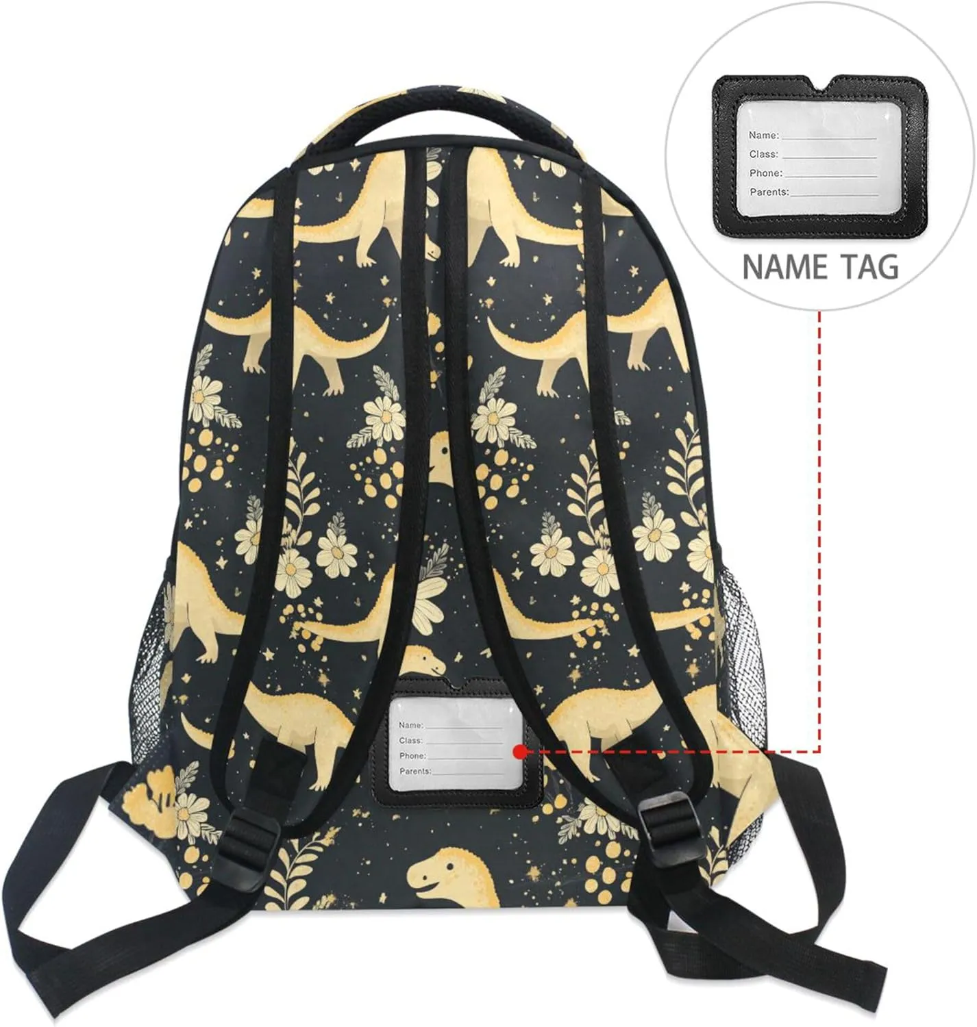 KLL Fun Backpack for Unisex Adult Fashion Stylish Travel Bags with Chest Strap for College Work Cartoon Dino