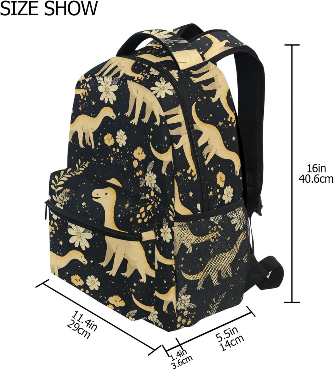 KLL Fun Backpack for Unisex Adult Fashion Stylish Travel Bags with Chest Strap for College Work Cartoon Dino