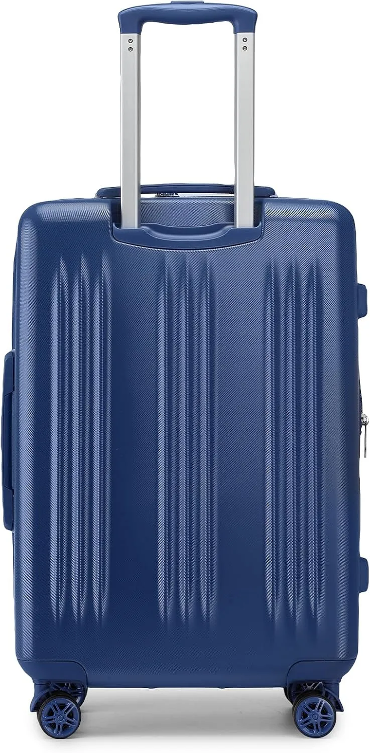 Kono 24 Inch Expandable Luggage with Quiet Spinner Wheels & TSA Lock, Scratch and Drop Resistant ABS & PC Hardside Durable Travel Checked Suitcase (Navy)