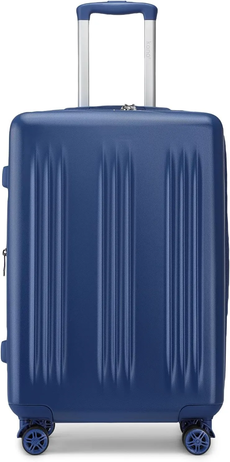 Kono 24 Inch Expandable Luggage with Quiet Spinner Wheels & TSA Lock, Scratch and Drop Resistant ABS & PC Hardside Durable Travel Checked Suitcase (Navy)