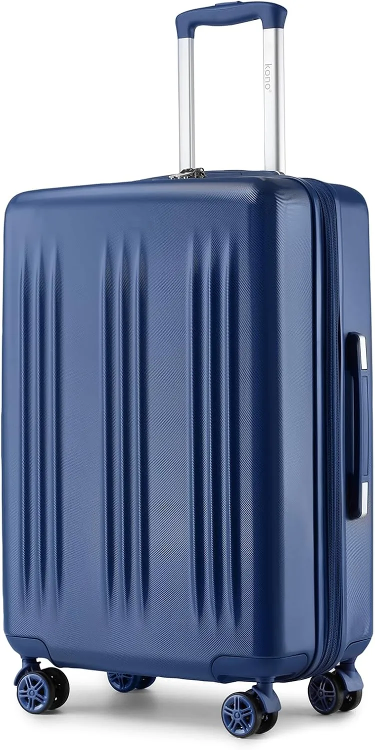 Kono 24 Inch Expandable Luggage with Quiet Spinner Wheels & TSA Lock, Scratch and Drop Resistant ABS & PC Hardside Durable Travel Checked Suitcase (Navy)
