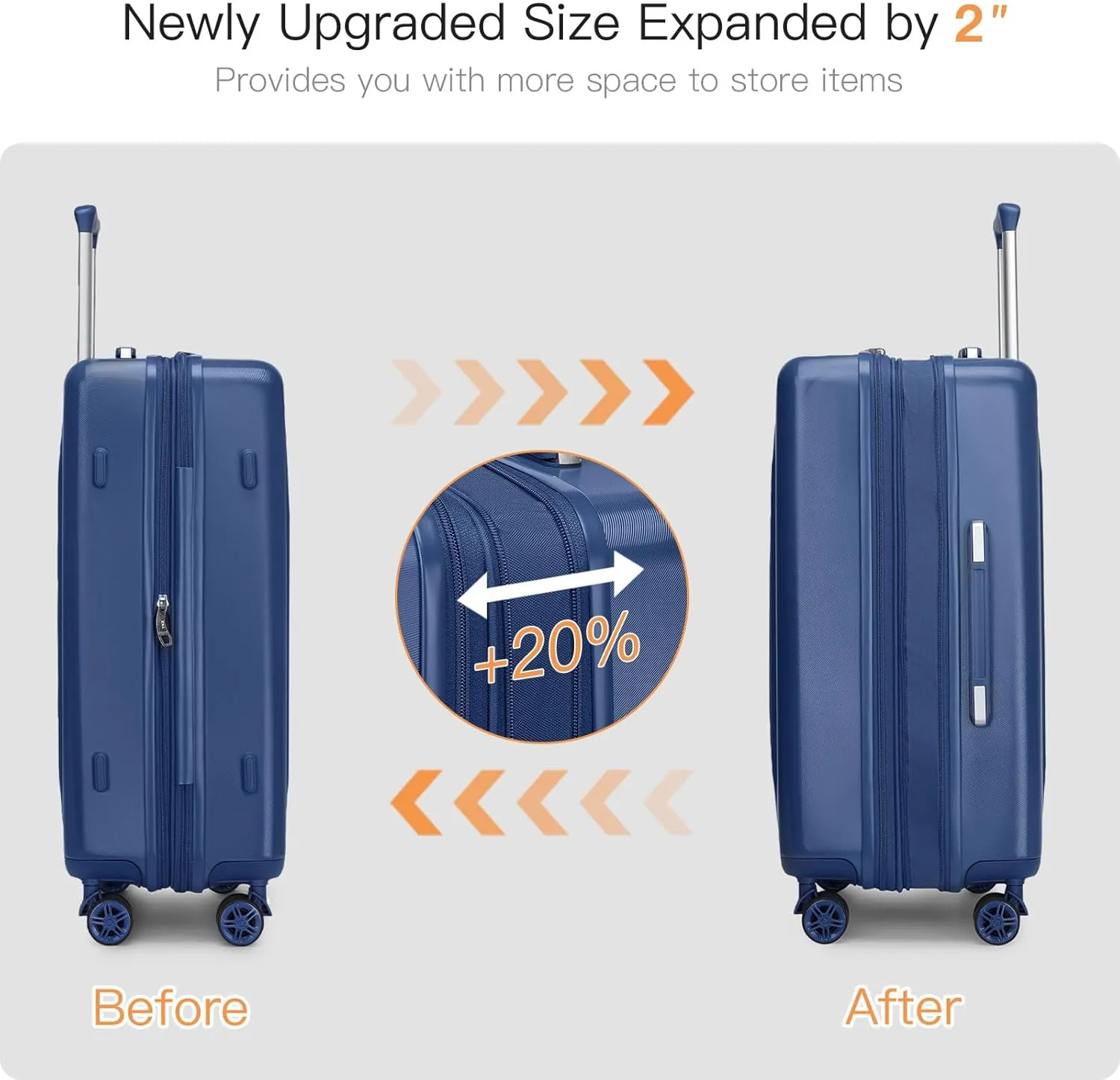 Kono 24 Inch Expandable Luggage with Quiet Spinner Wheels & TSA Lock, Scratch and Drop Resistant ABS & PC Hardside Durable Travel Checked Suitcase (Navy)