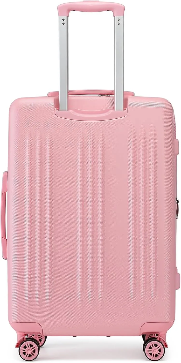 Kono 24 Inch Expandable Luggage with Quiet Spinner Wheels & TSA Lock, Scratch and Drop Resistant ABS & PC Hardside Durable Travel Checked Suitcase (Pink)
