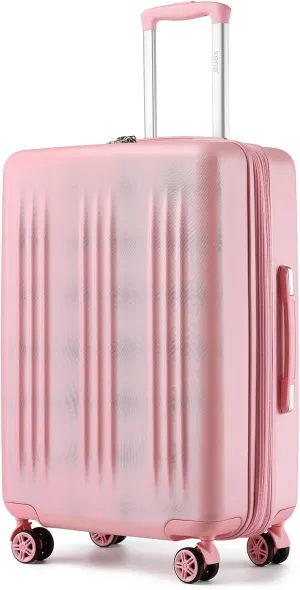 Kono 24 Inch Expandable Luggage with Quiet Spinner Wheels & TSA Lock, Scratch and Drop Resistant ABS & PC Hardside Durable Travel Checked Suitcase (Pink)