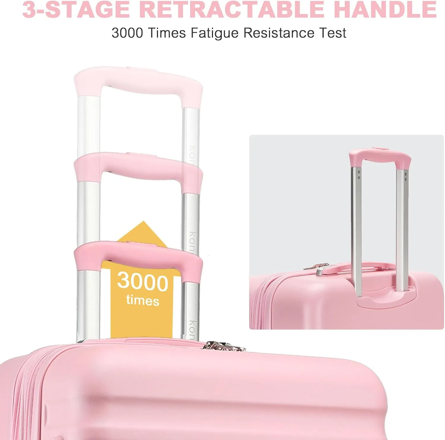 Kono Expandable 28 - Inch Large Checked Luggage: ABS PC Hardside Trolley Travel Case - Hard Shell Suitcase with TSA Lock, Cream - Pink