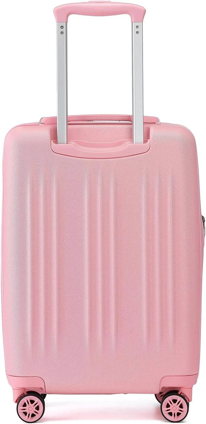 Kono Small 20 Inch Expandable Carry On Luggage with Spinner Wheels & TSA Lock, Scratch and Drop Resistant Hard Shell ABS & PC 22x14x9 Airline Approved Suitcase (Pink)