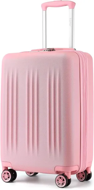Kono Small 20 Inch Expandable Carry On Luggage with Spinner Wheels & TSA Lock, Scratch and Drop Resistant Hard Shell ABS & PC 22x14x9 Airline Approved Suitcase (Pink)