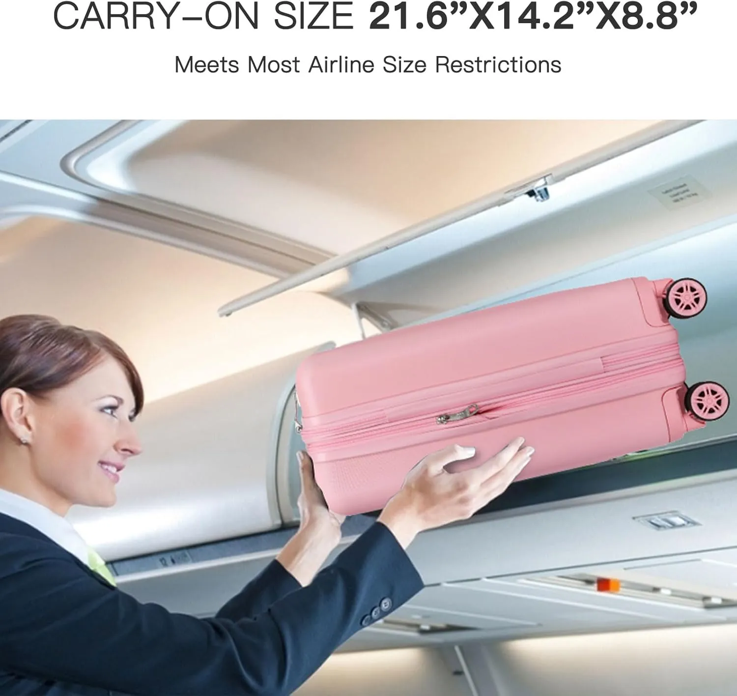 Kono Small 20 Inch Expandable Carry On Luggage with Spinner Wheels & TSA Lock, Scratch and Drop Resistant Hard Shell ABS & PC 22x14x9 Airline Approved Suitcase (Pink)