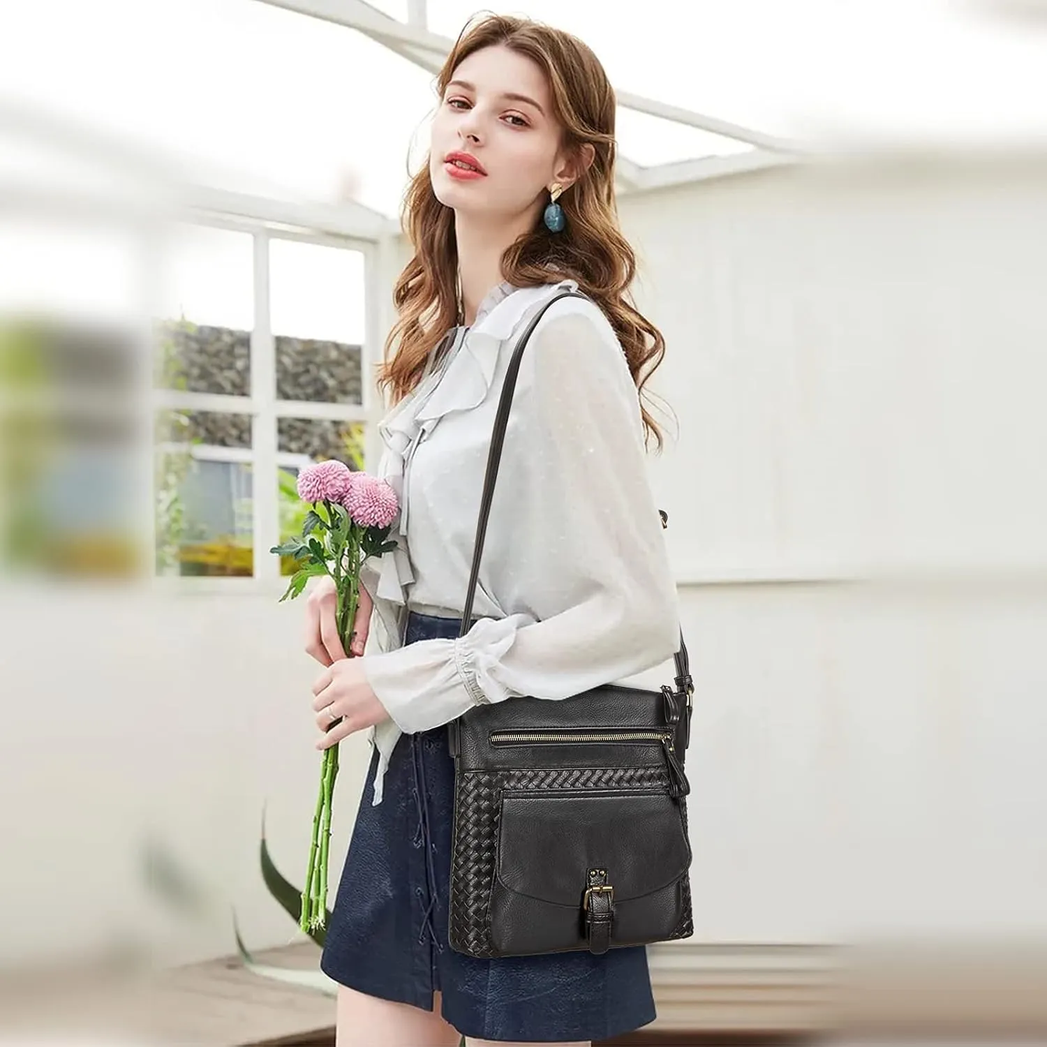 KouLi Buir Crossbody Purses for Women - PU Leather Shoulder Handbags Sling Bag Crossboby Bags Medium Multi Pockets