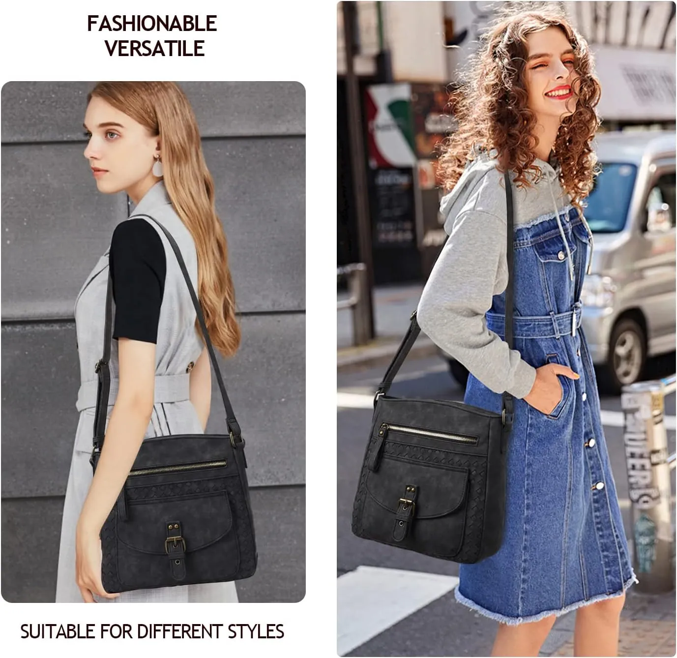 KouLi Buir Crossbody Purses for Women - PU Leather Shoulder Handbags Sling Bag Crossboby Bags Medium Multi Pockets