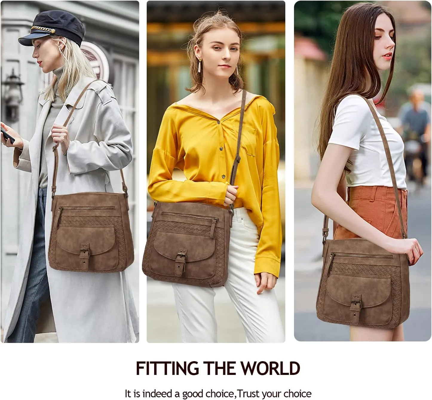 KouLi Buir Crossbody Purses for Women - PU Leather Shoulder Handbags Sling Bag Crossboby Bags Medium Multi Pockets