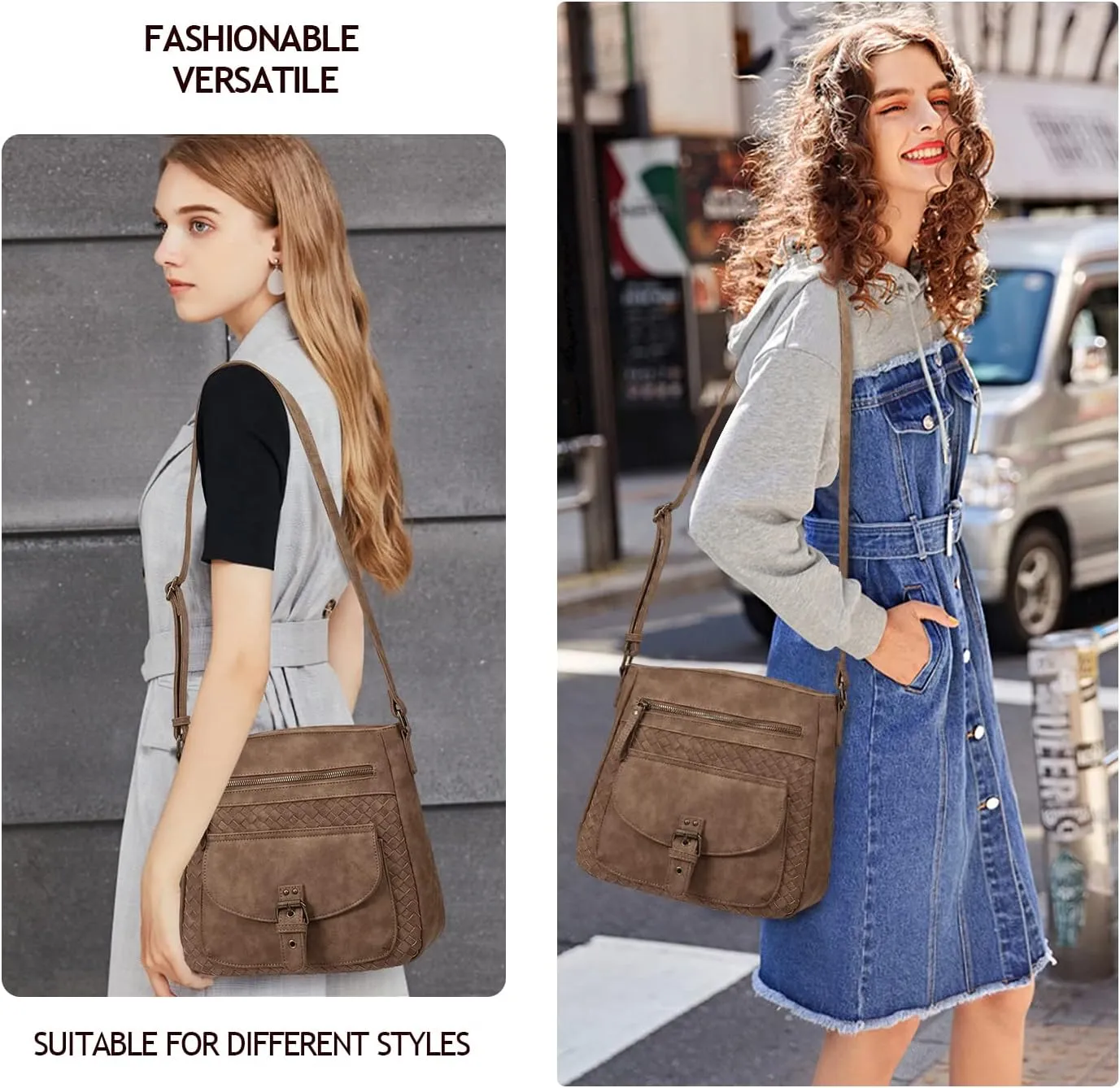 KouLi Buir Crossbody Purses for Women - PU Leather Shoulder Handbags Sling Bag Crossboby Bags Medium Multi Pockets