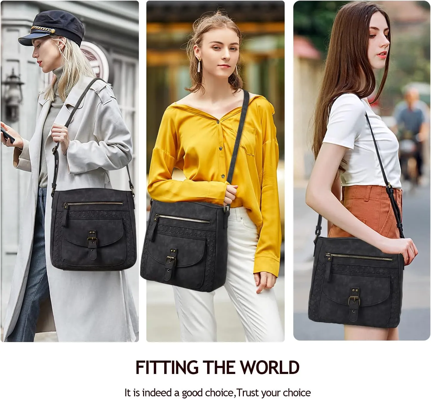 KouLi Buir Crossbody Purses for Women - PU Leather Shoulder Handbags Sling Bag Crossboby Bags Medium Multi Pockets