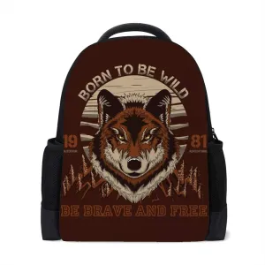 Kuizee Backpack Daypack Daily Rucksack Cool Nature Wild Wolf Book Bags Casual Bags Durable Polyester College School Travel 11×16Inch
