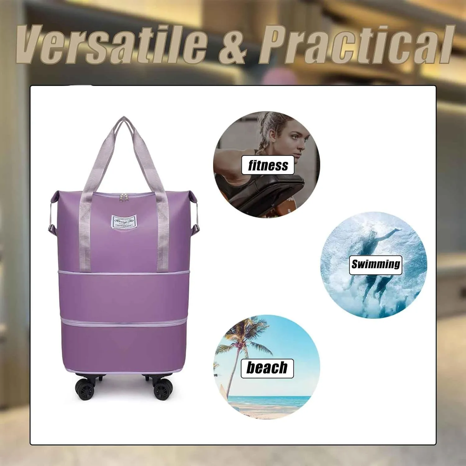 Kulken Travel Bag with Wheels, 2025 Expandable Waterproof Large Capacity Travel Bag with Removable Universal Wheel (Green)