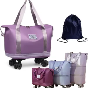 Kulken Travel Bag With Wheels - 2025 New Large Capacity Travel Bag - Universal Wheel Removable, for Weekend Overnight Carry On Wheeled Duffel (Purple)