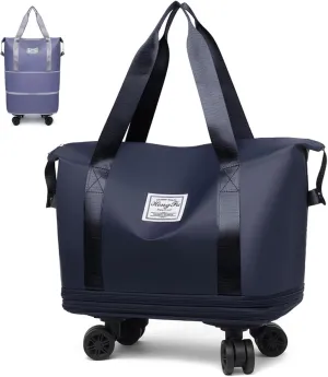 Kulken Travel Bag with Wheels, 2025 New Large Expandable Capacity Travel Bag, Universal Wheel Removable (Dark Blue)