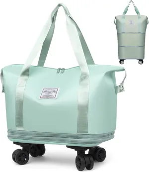 Kulken Travel Bag With Wheels, Expandable Large Capacity 2025 New Travel Bag - Universal Wheel Removable (Green)