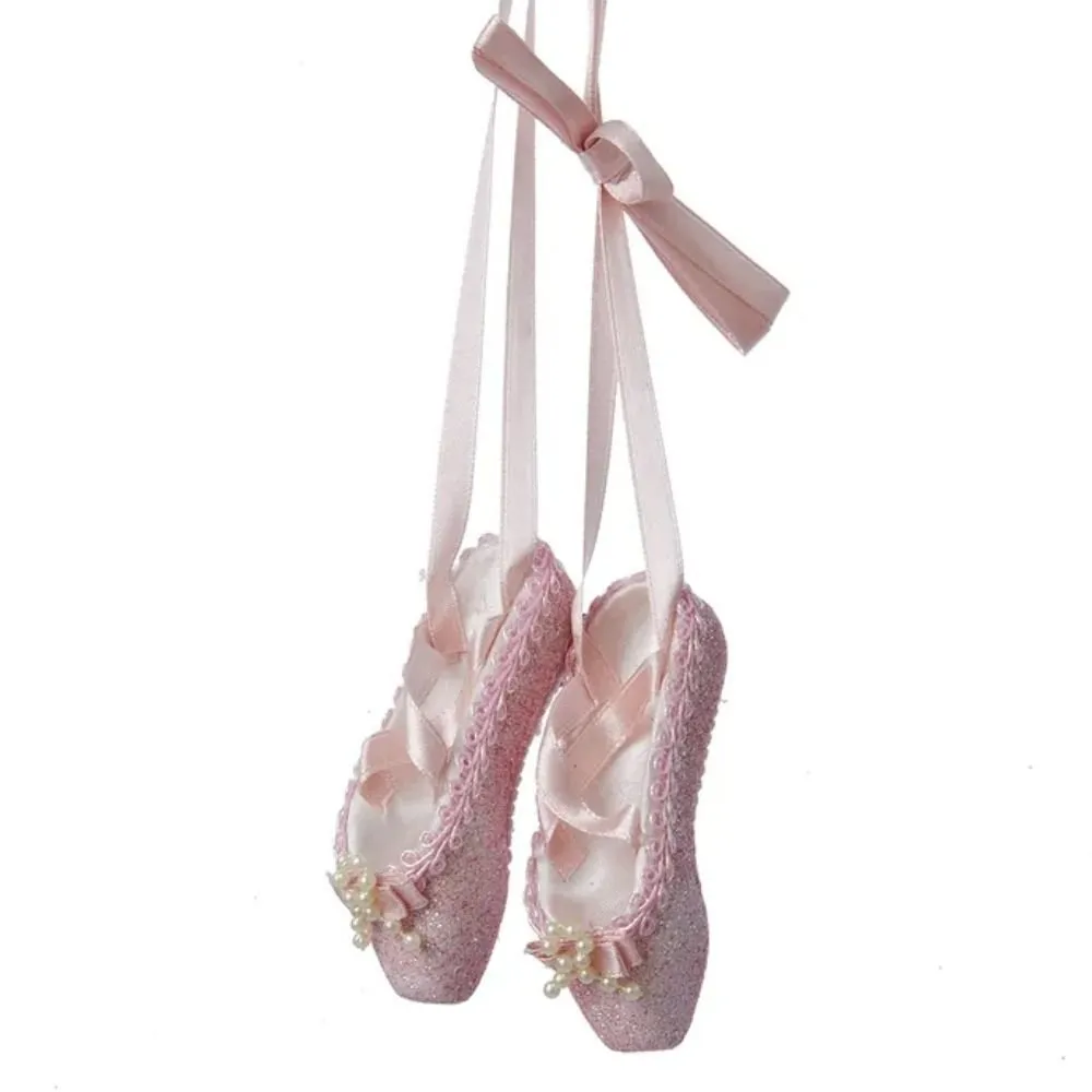 Kurt Adler Pink Glitter Ballet Shoes Ornament, 8 inches