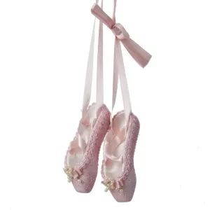 Kurt Adler Pink Glitter Ballet Shoes Ornament, 8 inches