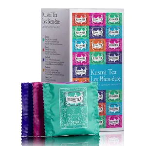 Kusmi Tea Wellness Gift Set - 24 Muslin Tea Bags - Flavored Blends of Green, Mate & Herbal Teas - Includes Detox, BB Detox, Boost, Sweet Love & Be Cool