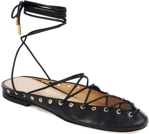 Lace Up Ballet Flats for Women Round Toe Backless Mules Mary Jane Flats Casual Ballerina Shoes